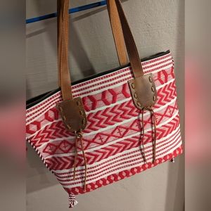 Noonday red tote bag